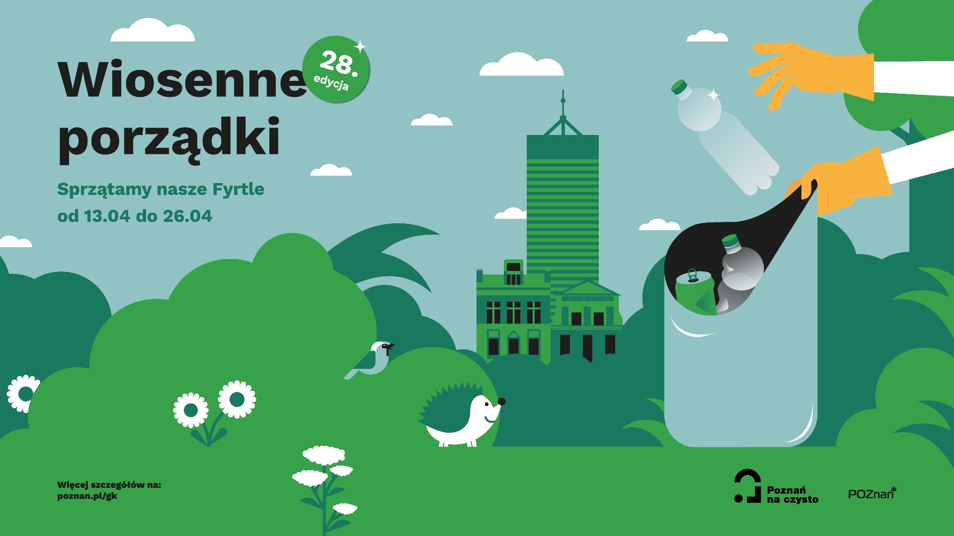 Grafika jest infomacją dotyczącą nadchodzącego wydarzenia pod nazwą "Wiosenne Porządki"