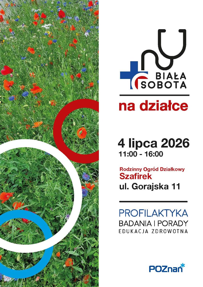 Grafika przedstawia treść "Biała Sobota na działce 4 lipca 11:00 - 16:00"