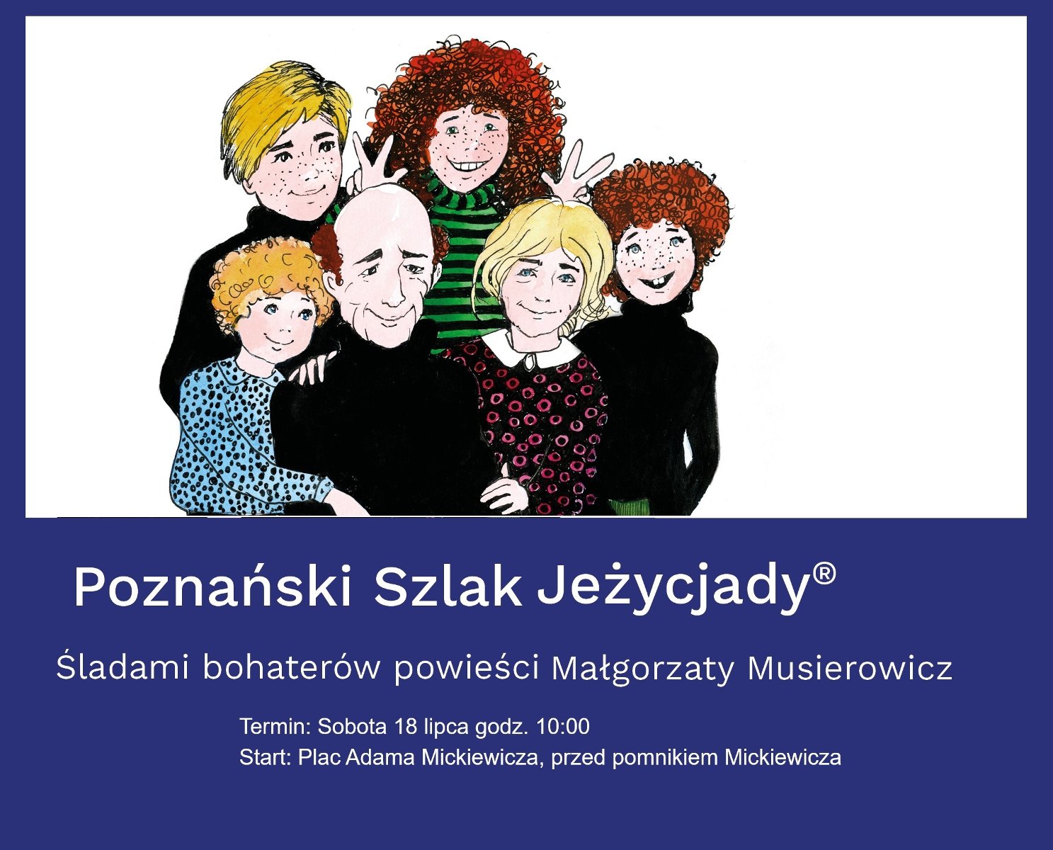 Grafika. szkic postaci z podpisem Poznański Szlak Jeżycjady