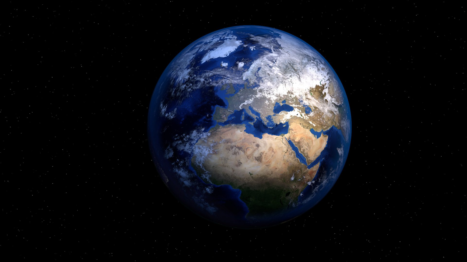 Ilustracja przedstawia planetę Ziemię zawieszoną w czarnym kosmosie.