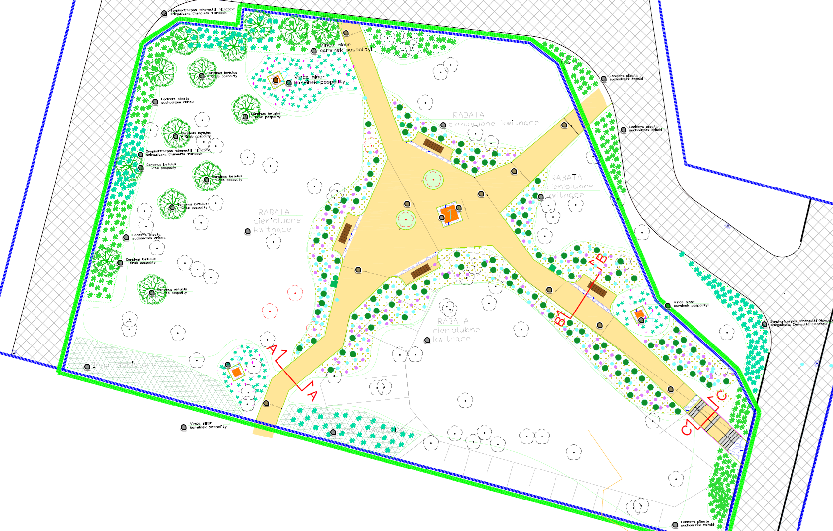 Mapa zagospodarowania Skweru Leona Wyczółkowskiego przy ul. Solnej w Poznaniu