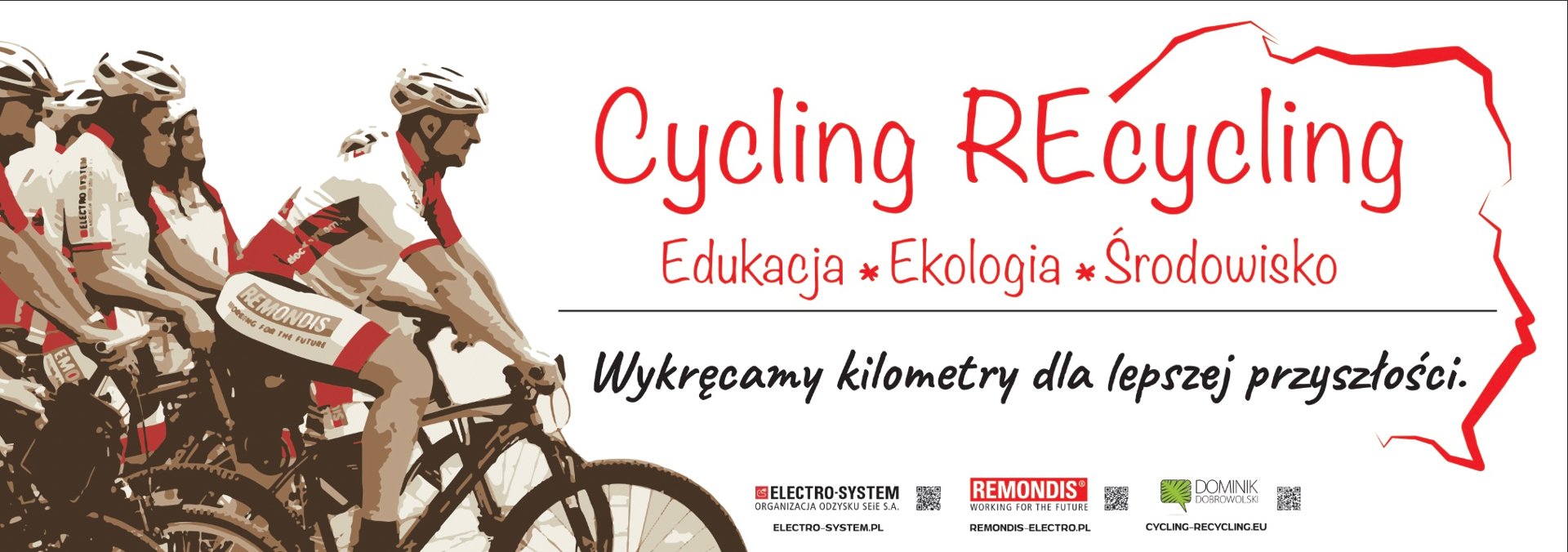 Na zdjęciu widać kilkoro rowerzystów przygotowanych do startu w rajdzie. Są ubrani w jednakowe stroje kolarskie i kaski