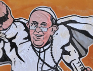 Papież, street art, rzeźbione obrazy