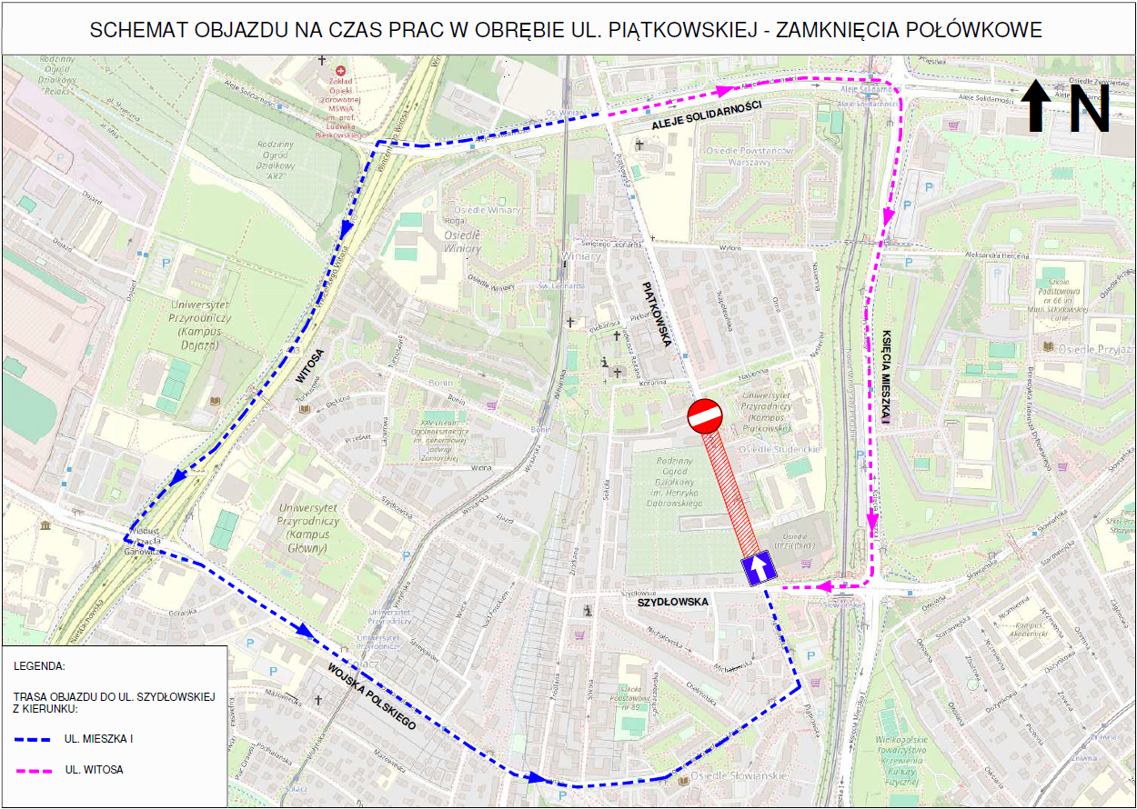 Skrzyżowanie ulic Piątkowskiej i Szydłowskiej