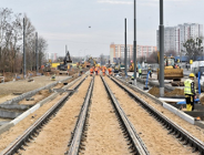 Trasa tramwajowa przy ul. Unii Lubelskiej na półmetku